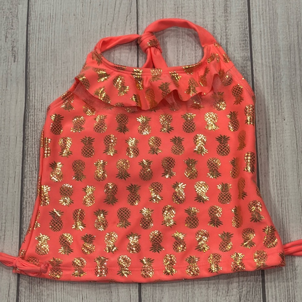 Real Love Baby Girls 2pc Coral and Gold Pineapple Swim Set - Picture 2 of 6